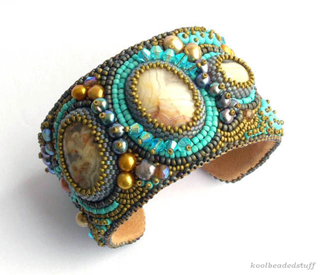 Bead embroidered cuffs by Liana Tsaturyan